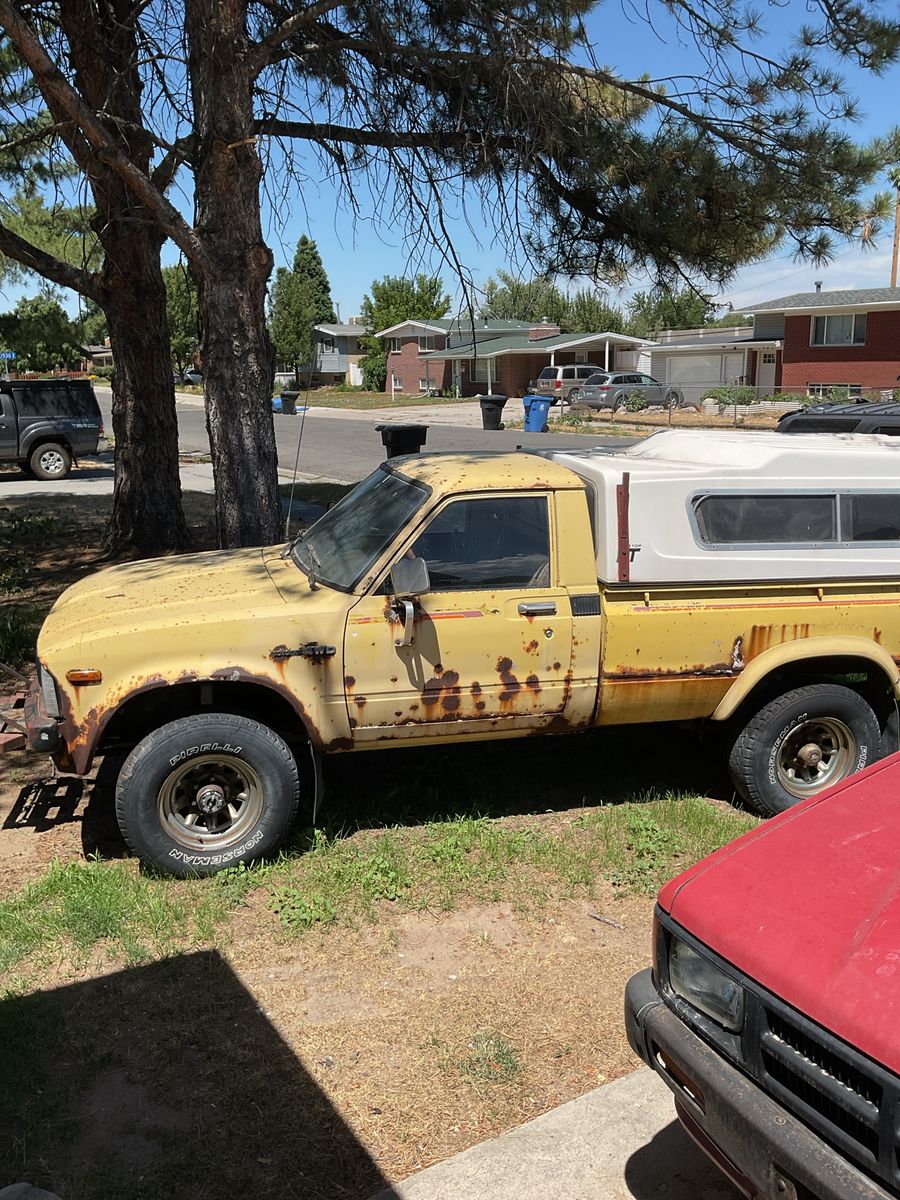 Vintage Toyota Pickup Truck - Heavily Rusted, Yellow, Project Vehicle