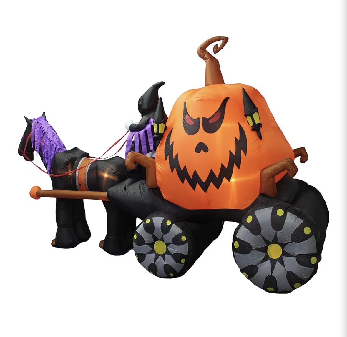 Halloween 11' Skeleton Pumpkin Reaper Horse Inflatable Graveyard Cemetery Home Decor Decoration Prop
