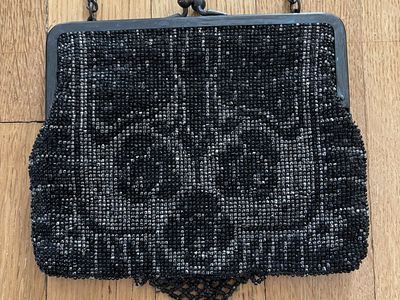 Antique Black and Silver Beaded Purse/Handbag
