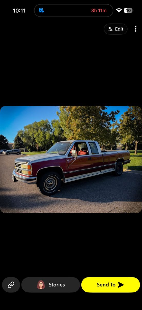 1992 Chevrolet K2500 Extended Cab Pickup Truck - Two-Tone Red/Silver 