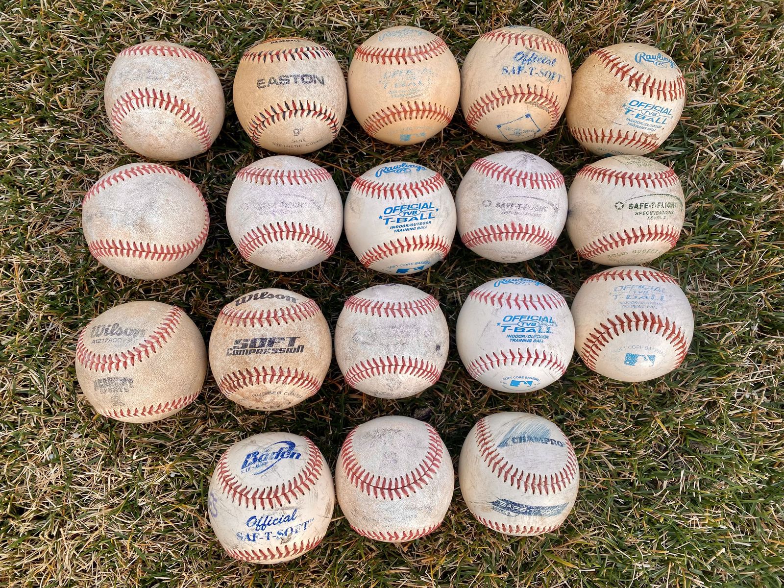 Official Youth T-Balls (Set of 18: Rawlings, Wilson, Easton, Safe-T Soft Brands)