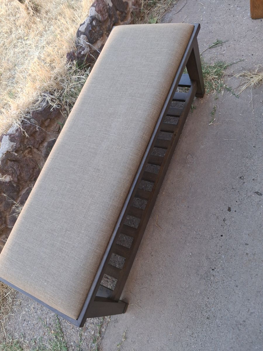 wood bench with cushion