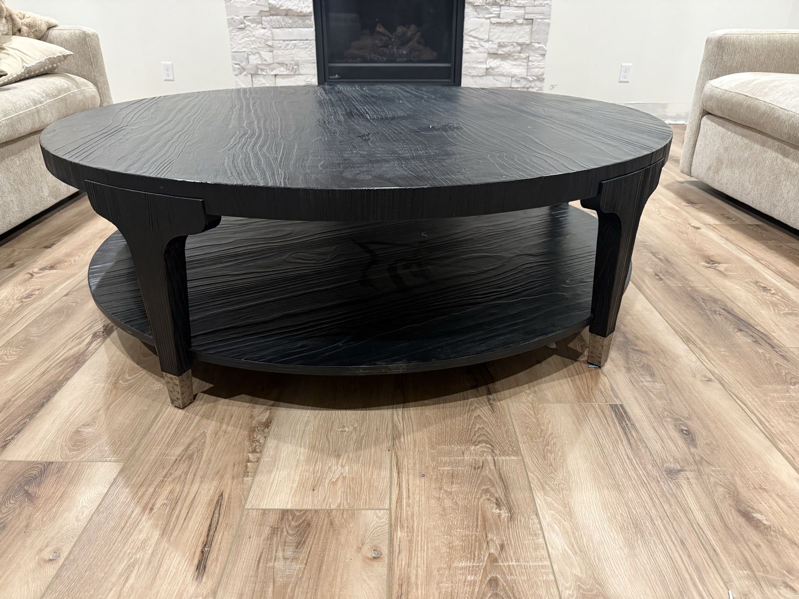 5’ Round Black Wooden Coffee Table