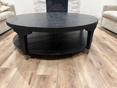 5’ Round Black Wooden Coffee Table