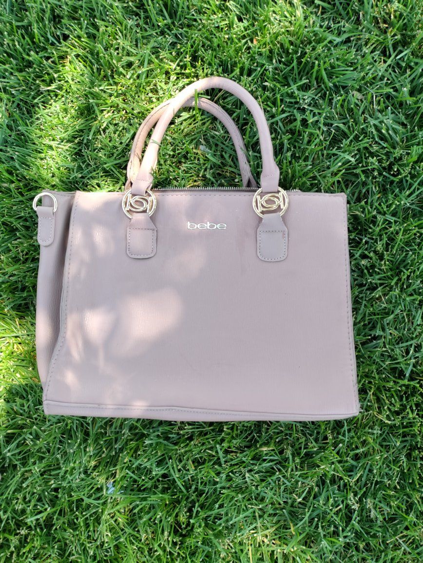 Bebe Mauve Pink Faux Leather Satchel Handbag and Matching Wallet Set