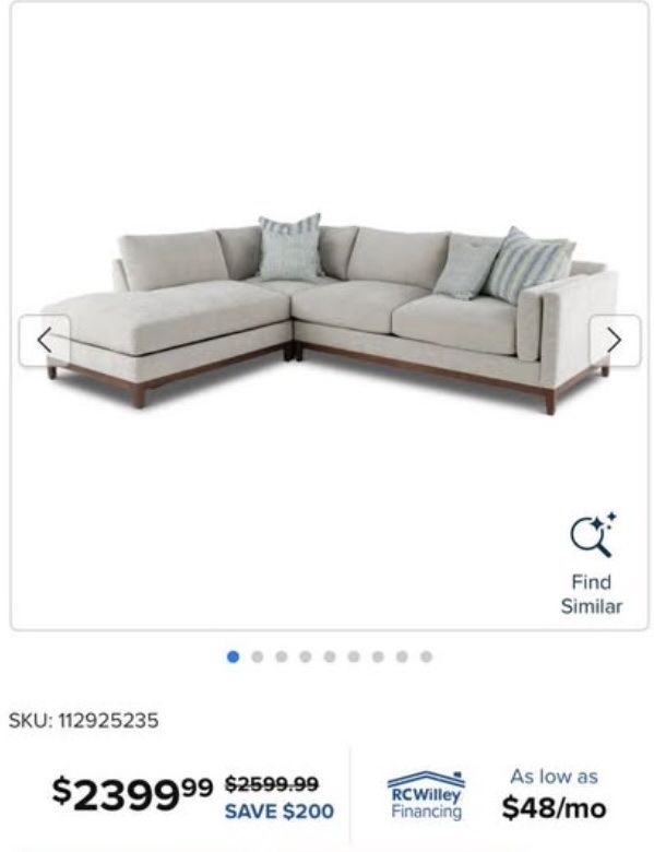Modern Sectional Sofa with Chaise - Beige Fabric Upholstery