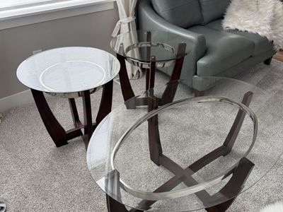 Glass Top Coffee & End Tables Set - 3 Pcs