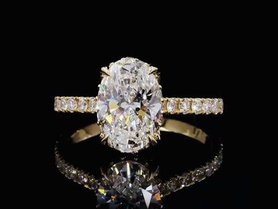 2.52CTW Lab Grown Diamond Ring 14K Yellow Gold 2CT Oval Hidden Halo Tulip Cathedral size 6.5
