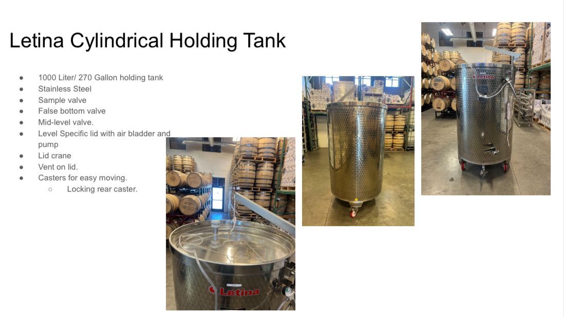 Latina Cylindrical Holding Tank - 270 Gallons