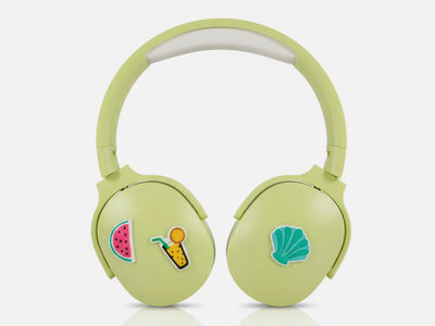 FF05 Charm Kids Wireless Bluetooth Headphones Green Watermelon Fruit Over-Ear