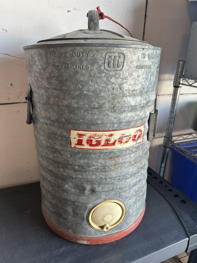 Vintage Igloo Galvanized Metal 5 Gal Water Cooler