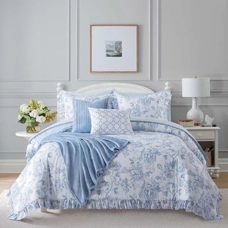 New, but open packaging NSH by New Sega Home Annabelle 10-Piece Blue Comforter Set, Queen
