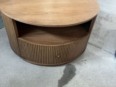 Round Coffee Table With Drawer And Cubby