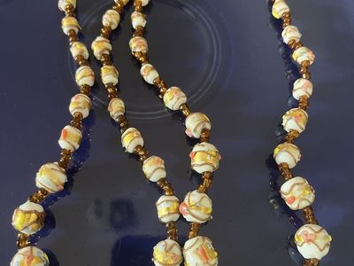 Two Matching 1950's White Italian Glass Beaded Necklaces