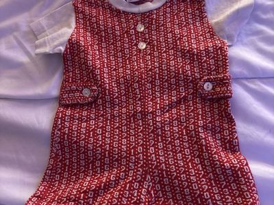 Vintage Buster Brown Red and White Number Print Baby Romper - Size 24 Months
