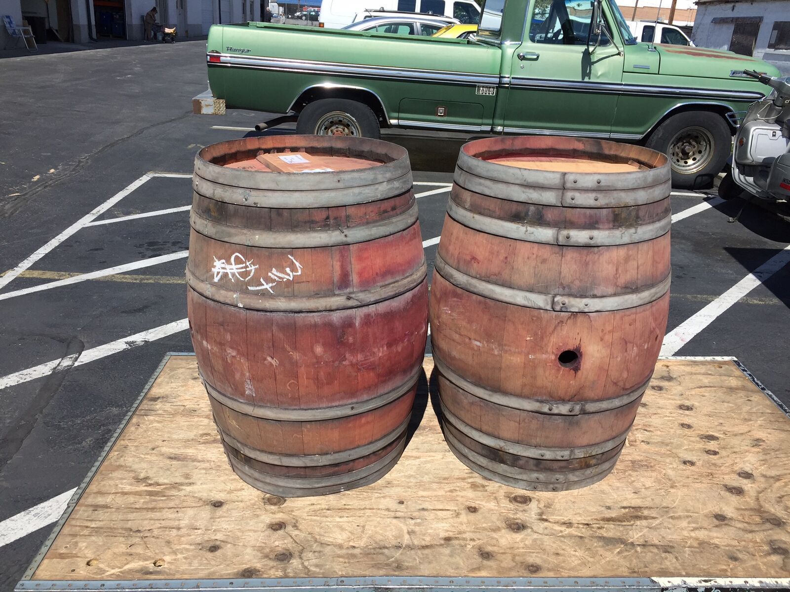 HUGE SALE!! RED WINE BARRELS - 59 Gallon - Red-Stained Oak Staves, Galvanized Steel Hoops - A-Grade - ONLY A FEW LEFT!