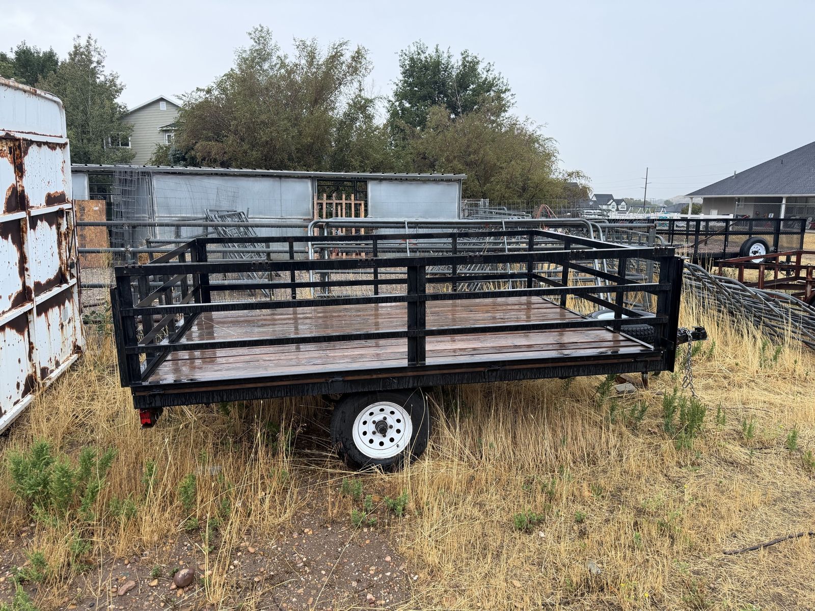 8x10 Single Axle Utility Trailer with Wooden Deck and Ramp Gate