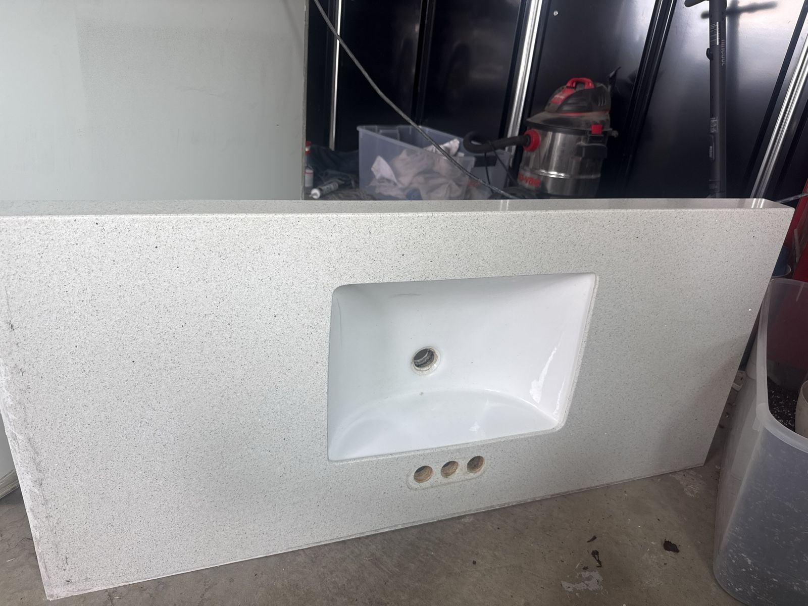 49" White Speckled Quartz Bathroom Vanity Top with Undermount Sink