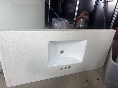 49" White Speckled Quartz Bathroom Vanity Top with Undermount Sink