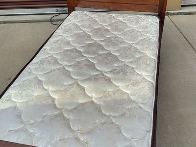 Wooden Twin Bed Frame with Galaxy Graphic Headboard and Mattress