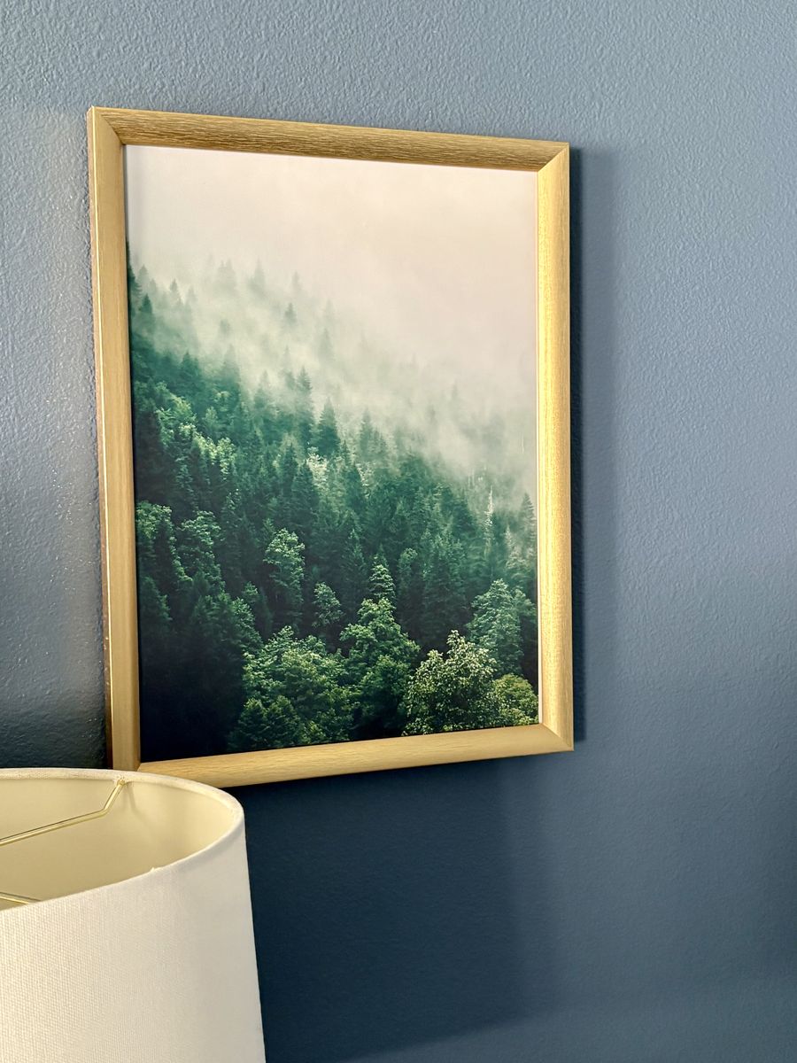 Misty Forest Landscape Wall Art Gold Framed Print Nature Decor