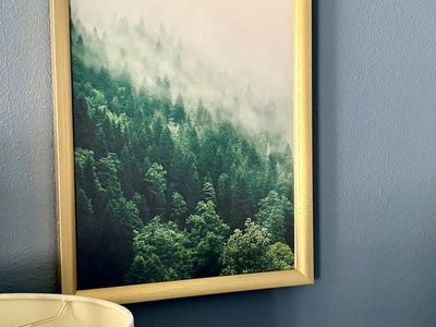 Misty Forest Landscape Wall Art Gold Framed Print Nature Decor