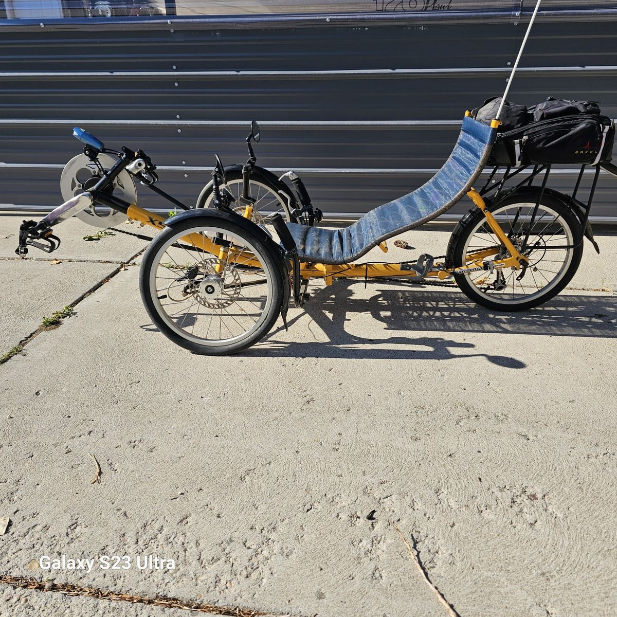 Greenspeed XT5 Recumbent Trike - Yellow, 20-inch wheels, Rear Rack & Bag