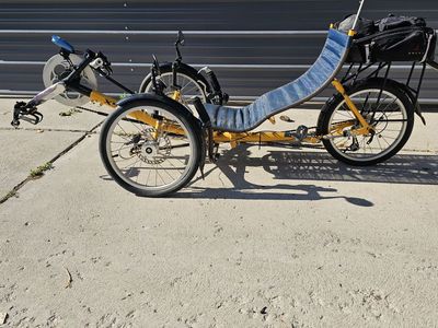 Greenspeed XT5 Recumbent Trike - Yellow, 20-inch wheels, Rear Rack & Bag