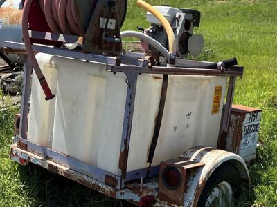 Compact Utility Portable Water Tank Trailer System Construction Jobsite Support Single Axle Tow Behind Road Grounds Maintenance