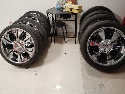 Chrome Rims & Tires - Set of 8, 22”inch 800$