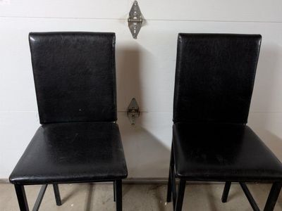 2 Black Faux Leather Dining Chairs, 44" Tall