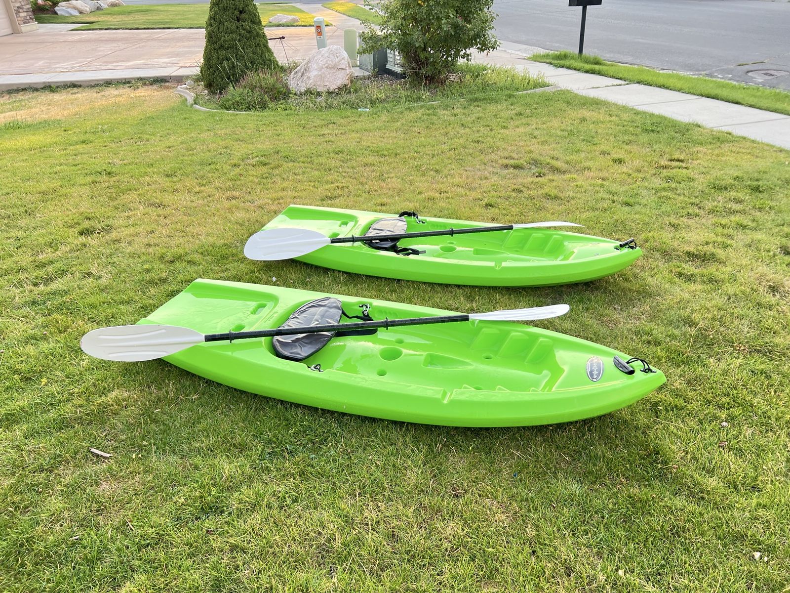 2 Lifetime Youth Wave Kayaks w/ Paddles - Bright Green
