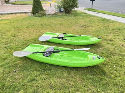 2 Lifetime Youth Wave Kayaks w/ Paddles - Bright Green