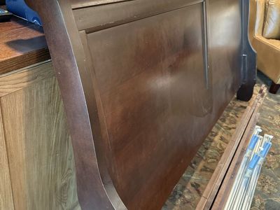 Wooden Sleigh Bed Frame Dark Brown