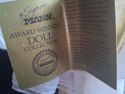Seymour Mann Porcelain Doll - The Connoisseur Doll Collection - Red Hair, Gold & White Dress