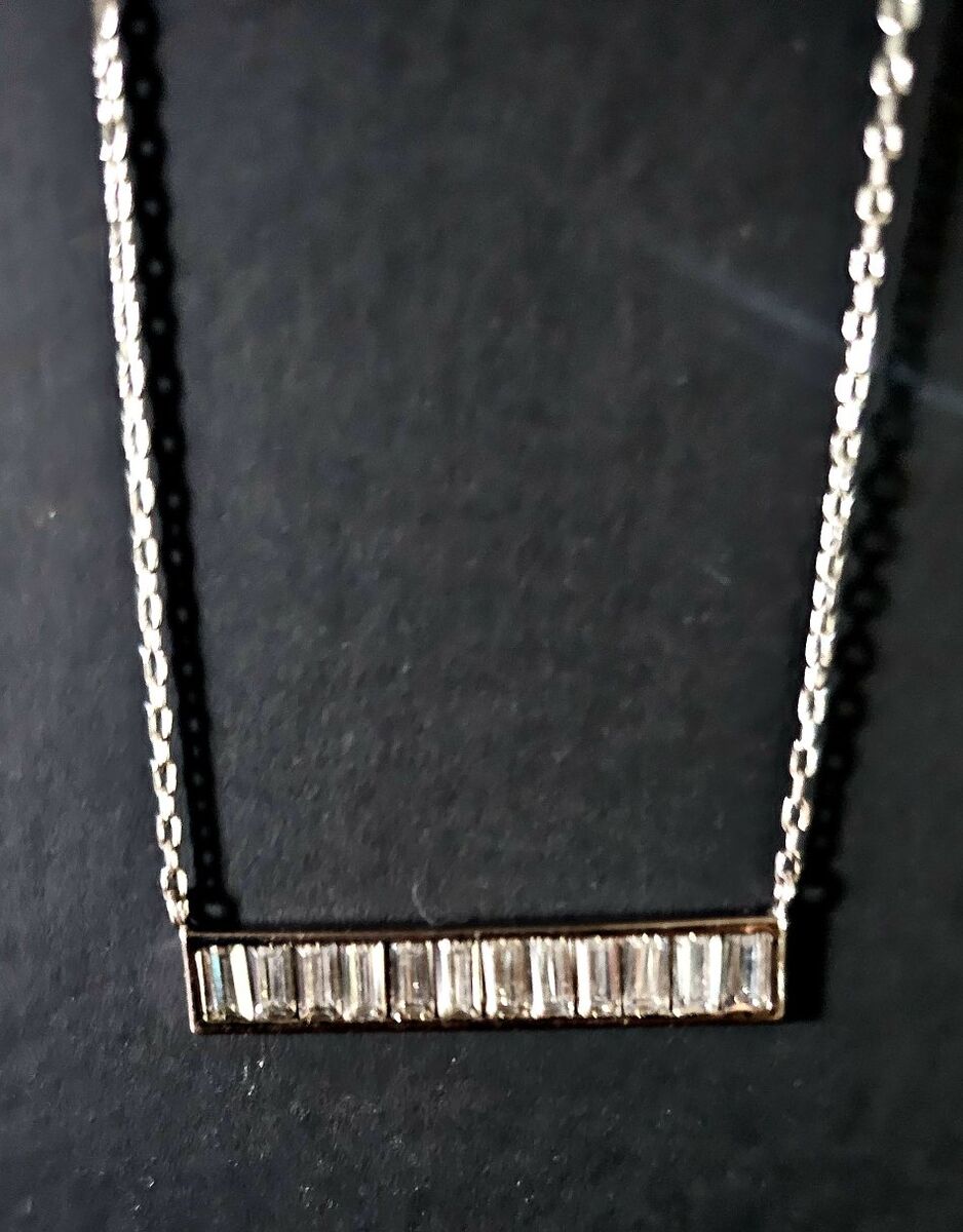 Vntg Shimmery Bar Pendant On Adjustable SS 925 Ch.