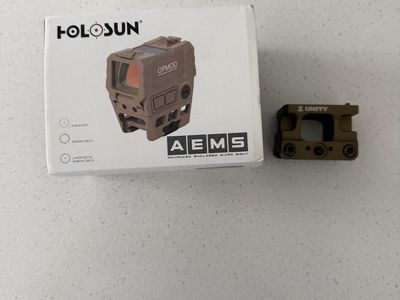 Holosun AEMS OPMOD Red Dot Sight FDE with Unity Tactical FAST Mount