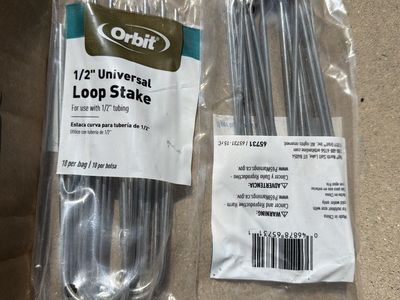 Artificial turf stakes orbit, half-inch universal loop stakes could also be used with half inch tubing