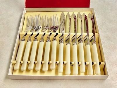 KB Quality Cutlery Bedford Type 1B 12-Piece Steak Knife & Fork Set, Made in Sheffield, England