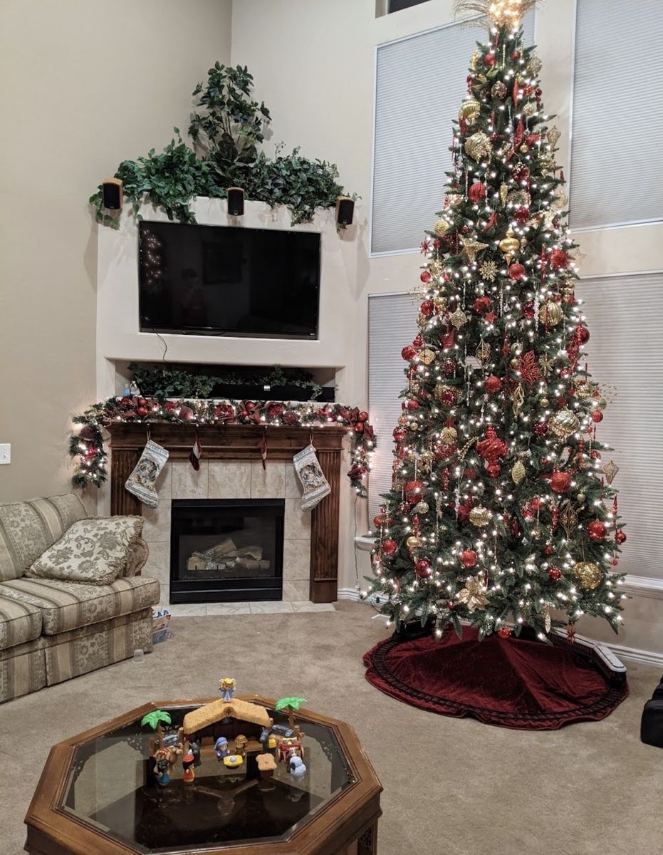 Holiday Time 12-Ft Pre-Lit Christmas Tree Slim Quick Set Pine Clear Lights