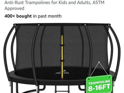 JELENS Outdoor Recreational Trampoline with Enclosure Net - Anti-Rust, ASTM Approved, 8-16FT