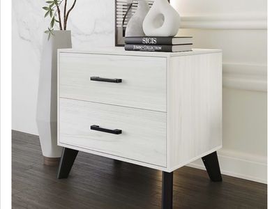 Modern 2-Drawer light grey Wood Nightstand. New in