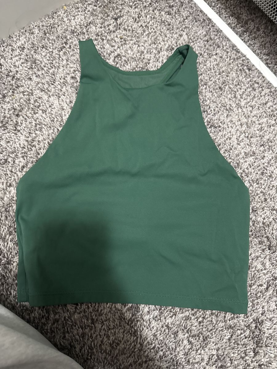 Cotton on Body, Dark Green High Neck Racerback Crop Top Activewear Tank (Size Xs)