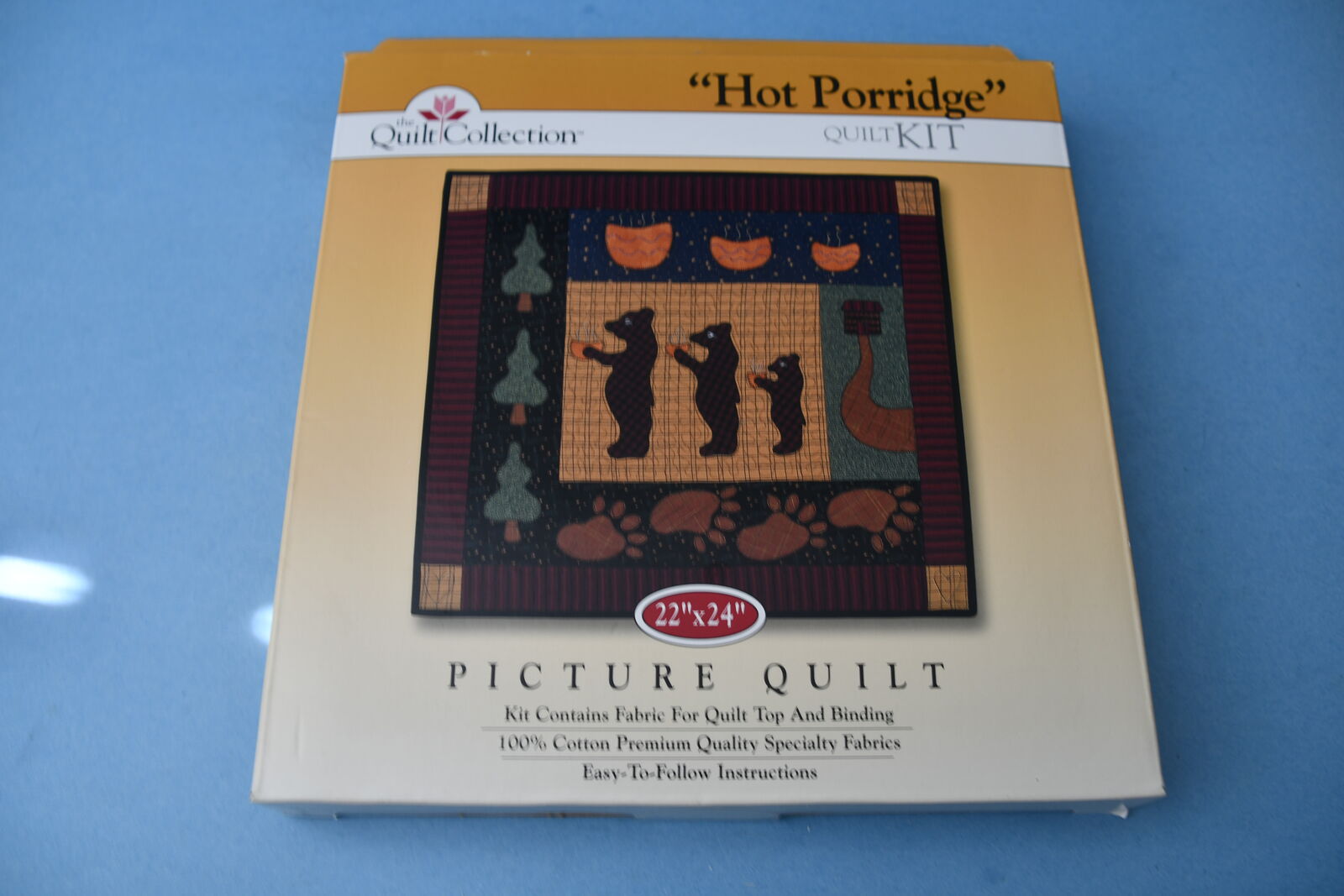 NIP "HOT PORRIDGE" 3 BEARS QUILT KIT ~ 22" x 24" ~ PICTURE QUILT ~ DOLL BLANKET