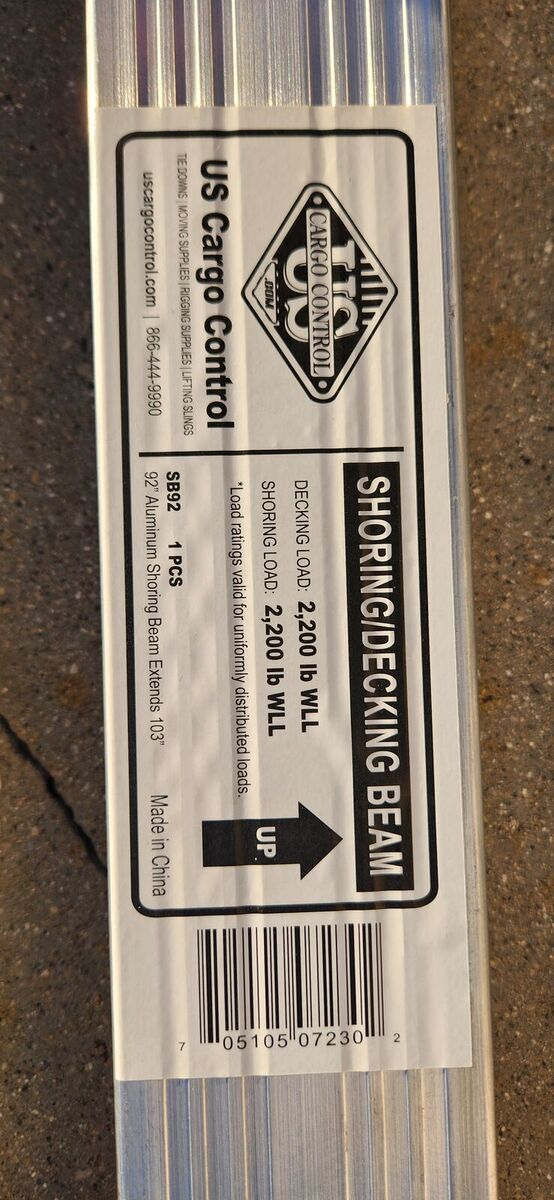 92" - 103" Aluminum E-Track Load Bar - 2,200 lb Capacity