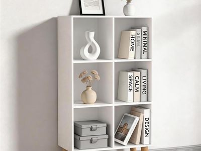 6 Wooden Cube Storage Organizer - White