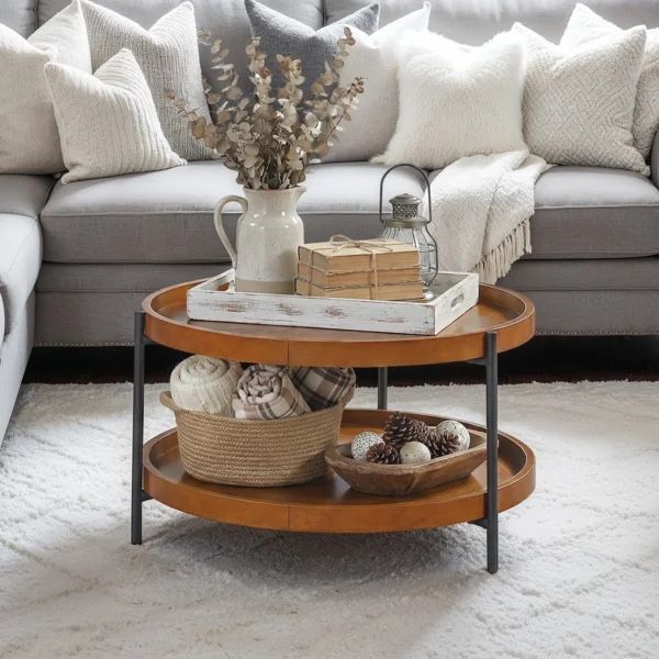 New in box! Leroy Round Coffee Table with Shelf
