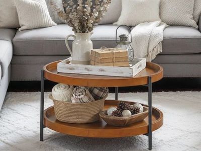 New in box! Leroy Round Coffee Table with Shelf