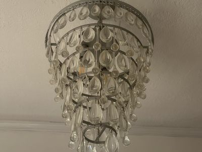 Elegant Clear Teardrop Crystal Chandelier - Tiered Flush Mount Light Fixture