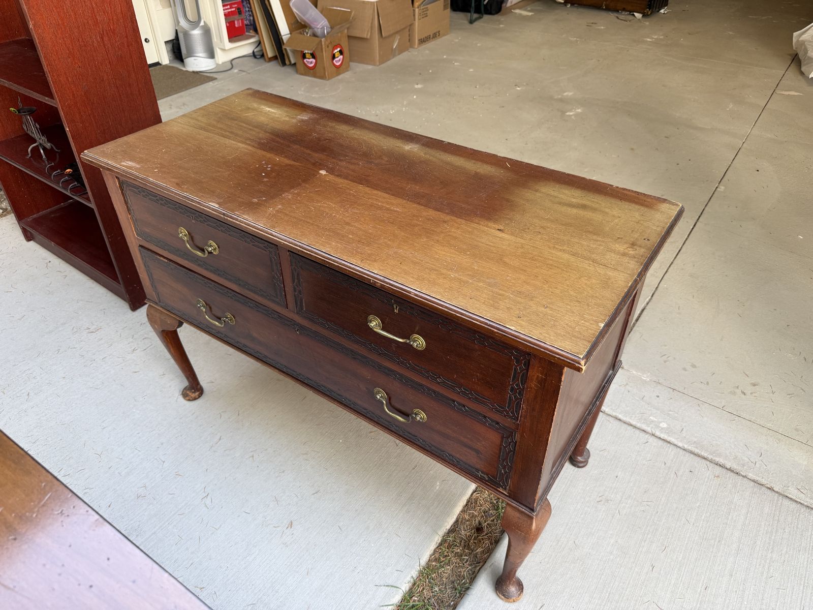 Vintage Wooden Dresser Sideboard with Cabriole Legs